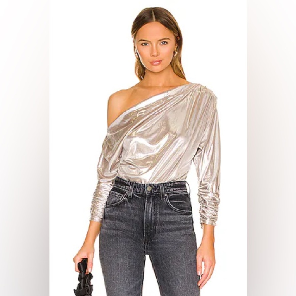ASTR The Label Lorella Bodysuit – Metallic Silver Festival Party | Small